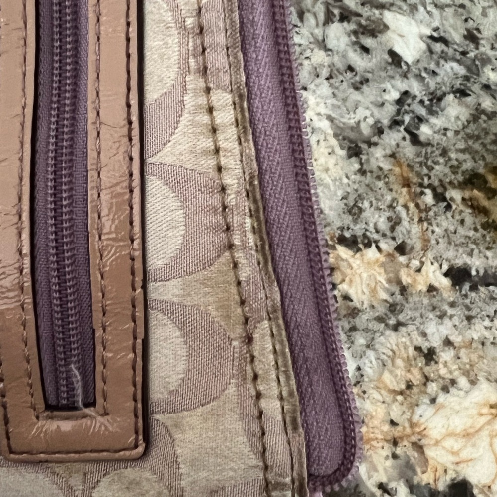 Coach Signature Satin Crossbody Purse Bag Lilac/Lilac Silver Half Moon Shaped - Picture 10 of 12